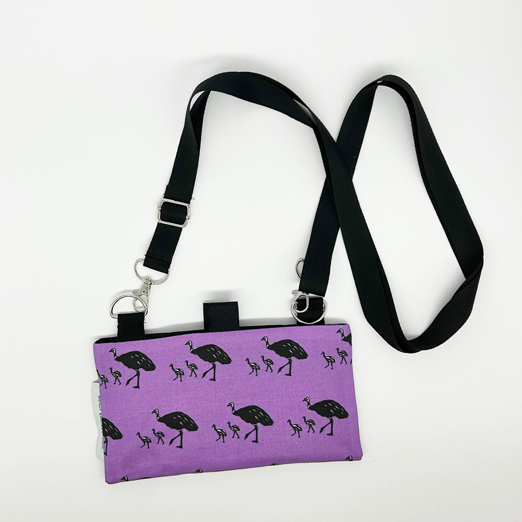 Emu in Purple Crossbody Cell Phone Bag– Wendy Barnes Design