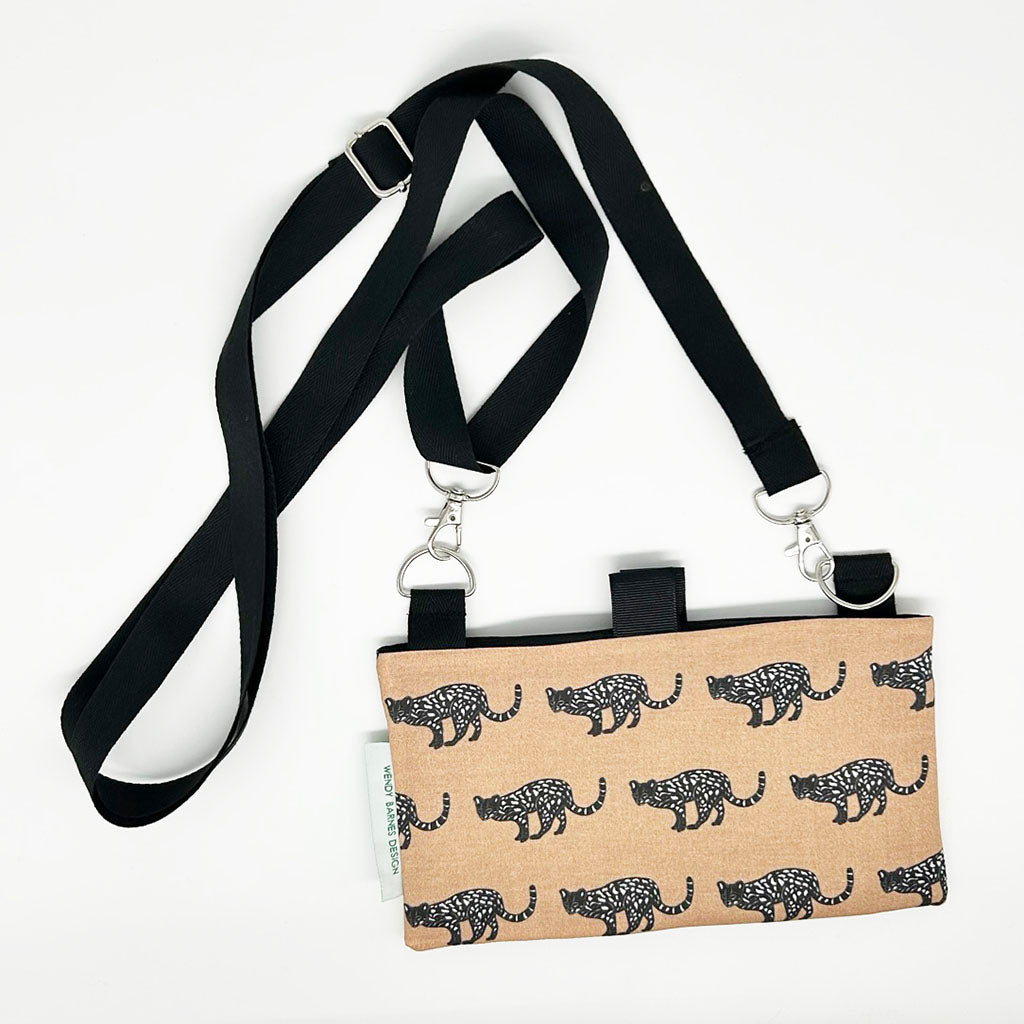 Oncilla Wild Cat in Tan Crossbody Cell Phone Bag– Wendy Barnes Design